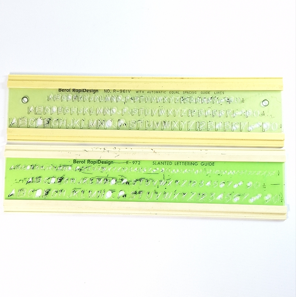 Vintage Berol RapiDesign Lettering Guide Stencils, 2
